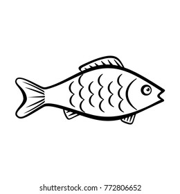 Vector Illustration Fish Black White Fish Stock Vector (Royalty Free ...
