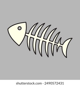 Vector illustration Fish Bone. Vector design Pet Bone. Pet Fish Bone cat Vector Cartoon design illustration and icon for website, digital and print