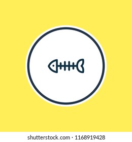 Vector illustration of fish bone icon line. Beautiful animal element also can be used as fish skeleton icon element.