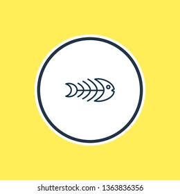 Vector illustration of fish bone icon line. Beautiful nautical element also can be used as fish skeleton icon element.