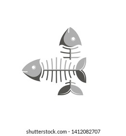 Vector illustration. Fish bone Two crossed fish. The template for the goods pet shop, pet food, veterinary and vet clinic. Decoration and advertising logo concept.