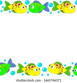 
vector illustration fish border and bubbles