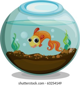 Vector illustration of fish in bowl