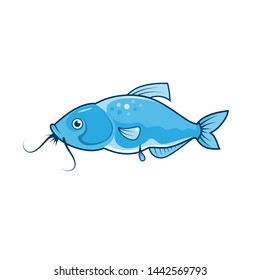 Vector illustration of fish cartoon on white background, cute fish vector cartoon