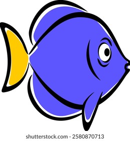 A vector illustration of a fish, designed in a simple and artistic style. This fish illustration represents marine life, aquatic animals, seafood, and nature.