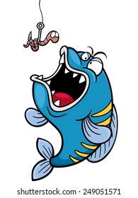 Vector illustration of fish with Fishing Hook