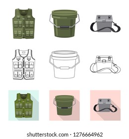 Vector illustration of fish and fishing icon. Collection of fish and equipment stock vector illustration.