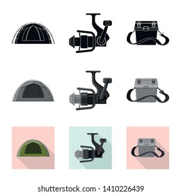 Vector illustration of fish and fishing logo. Collection of fish and equipment stock vector illustration.