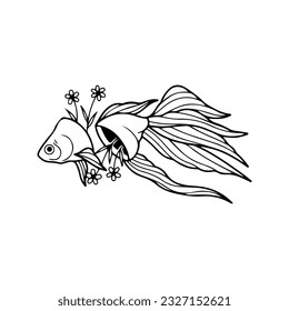 vector illustration of a fish with flower concept