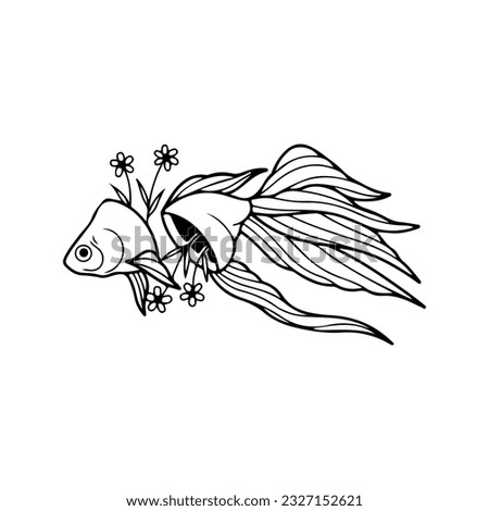 vector illustration of a fish with flower concept