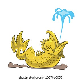 Vector illustration of a fish fountain