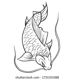 ilustración vectorial del diseño gráfico de peces, logotipo, criatura acuática, esbozo de dibujo artístico, abstracción, uso en impresión, dibujo a mano
