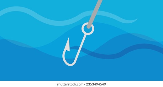Vector illustration of fish hook in the water.
