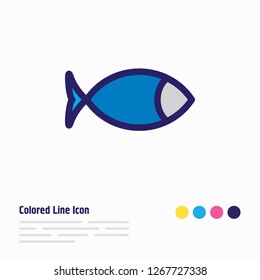 Vector illustration of fish icon colored line. Beautiful entertainment element also can be used as tuna icon element.