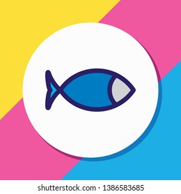 Vector illustration of fish icon colored line. Beautiful hobby element also can be used as tuna icon element.