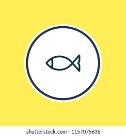 Vector illustration of fish icon line. Beautiful camping element also can be used as seafood icon element.
