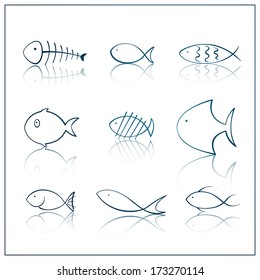 Vector Illustration of Fish Icons