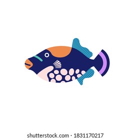 Vector illustration of fish isolated on white background. Handdrawn design element