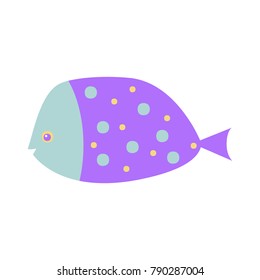 Vector illustration of fish isolated on white background. Isolated river fish. Vector freshwater aquarium cartoon fish. Flat design fish. Eps 10