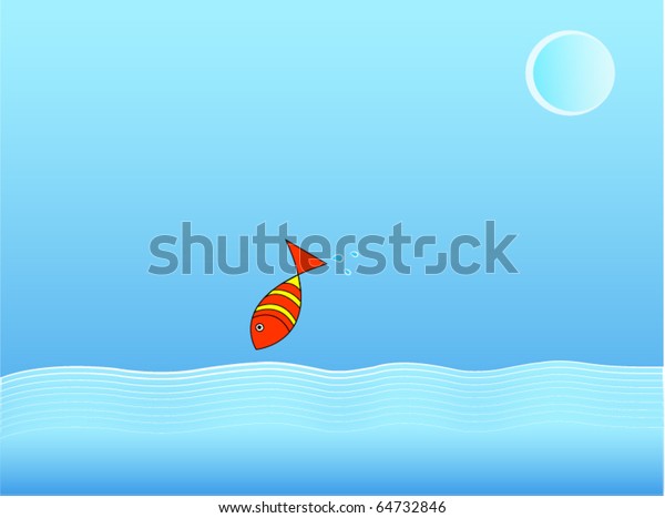 vector
illustration of a fish jump out of
water