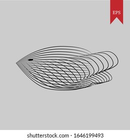 vector illustration of fish line shape graphic, it can be used for icons, web logos.