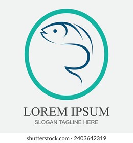 Vektorgrafik von Grafiken mit dem Fischlogo, perfekt für Logos im Restaurant, Fischläden, Lebensmittel usw.