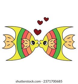 Vector Illustration of Fish in love