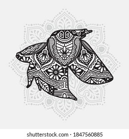 Ilustración vectorial de una mandala de pescado para el libro de colorear. Pescado Mandala para Silhouette Cameo y Cricut.