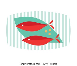 vector illustration fish meal flat style on white background