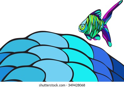 Vector illustration of fish in the ocean