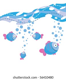 vector illustration with fish on the water