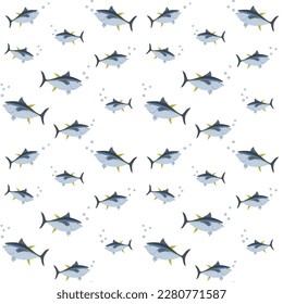 Vector illustration of fish on a white background. Seamless pattern.