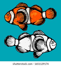 Illustration der Vektorillustration von Fisch in orangefarbenem Zustand