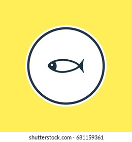 Vector Illustration Of Fish Outline. Beautiful Meal Element Also Can Be Used As Seafood Element.