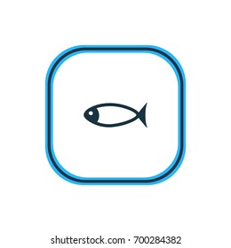 Vector Illustration Of Fish Outline. Beautiful Meal Element Also Can Be Used As Seafood Element.