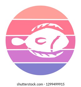 Vector Illustration of Fish and Pisces with Circle Sunset of Red, Pink, and Violet Color