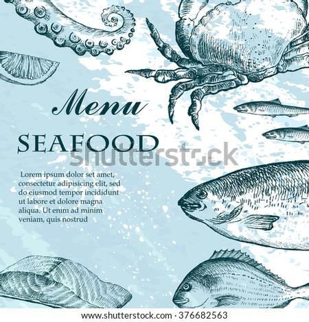 Vector Illustration Fish Restaurant Menus Invitations Stock Vector