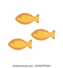Vector illustration of fish saltine crackers. Fish shaped cookies.  