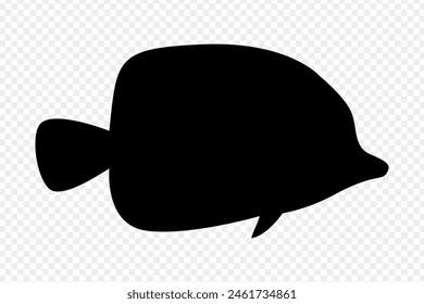 Vector illustration of fish silhouette on transparent background