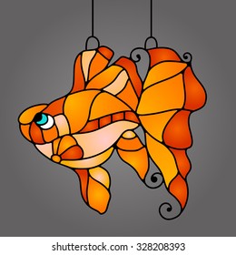 Vector illustration of fish in stained glass style for your design Internet