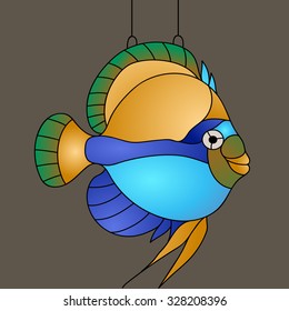 Vector illustration of fish in stained glass style for your design Internet