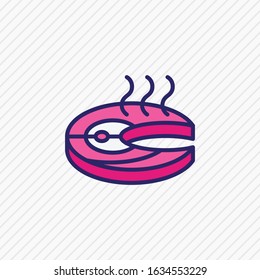 Vector illustration of fish steak icon colored line. Beautiful naval element also can be used as grilled icon element.