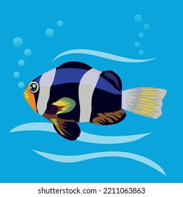 vector illustration of fish swimming with coral under the beautiful sea