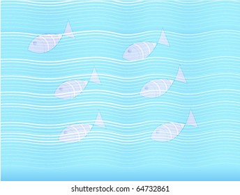 vector illustration of a fish swimming in water