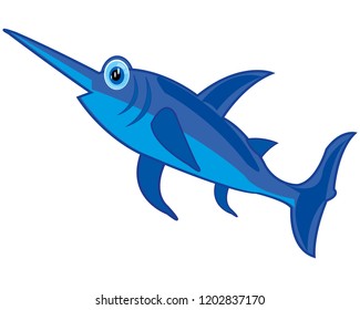Vector illustration of fish sword on white background is insulated