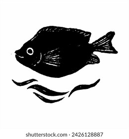 La ilustración vectorial de peces en el agua se puede utilizar como un logotipo para un producto o marca relacionada con la pesca u otras cosas