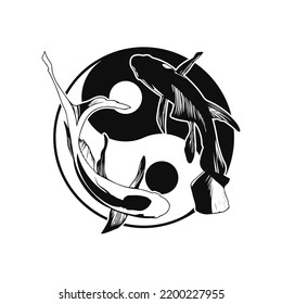 vector illustration of fish with yin yang symbol
