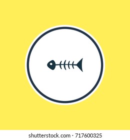 Vector Illustration Of Fishbone Outline. Beautiful Meal Element Also Can Be Used As Skeleton Element.