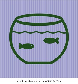 Vector illustration of Fishbowl with Fish high quality icon in Green
