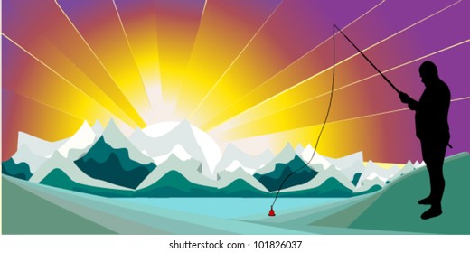vector illustration of  fisherman